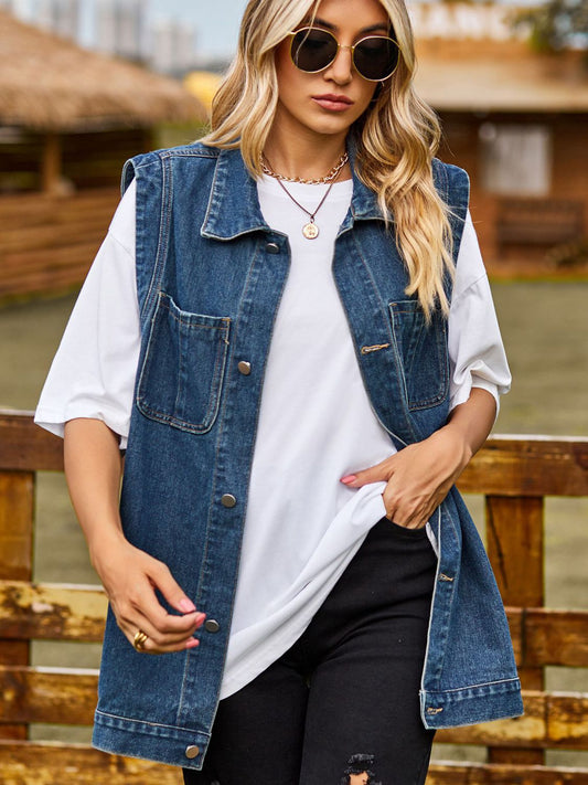 Button Down Denim Vest